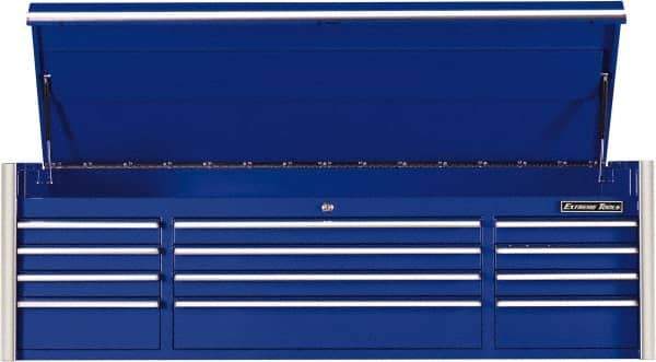 EXTREME TOOLS - 12 Drawer Top Tool Chest - 72" Wide x 25" Deep x 22-1/4" High, Steel, Blue - Industrial Tool & Supply