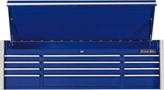 EXTREME TOOLS - 12 Drawer Top Tool Chest - 72" Wide x 25" Deep x 22-1/4" High, Steel, Blue - Industrial Tool & Supply