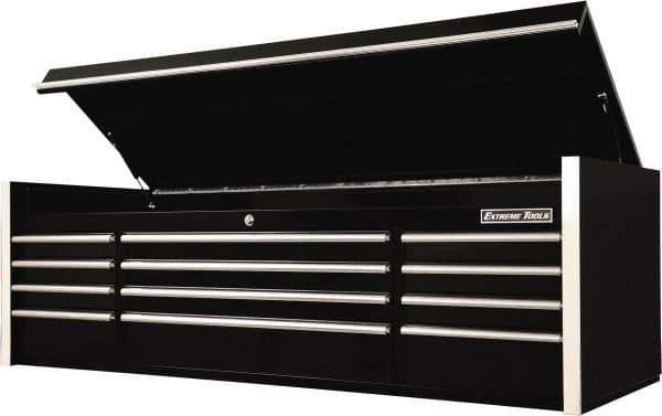 EXTREME TOOLS - 8 Drawer Top Tool Chest - 72" Wide x 25" Deep x 22-1/4" High, Steel, Black - Industrial Tool & Supply