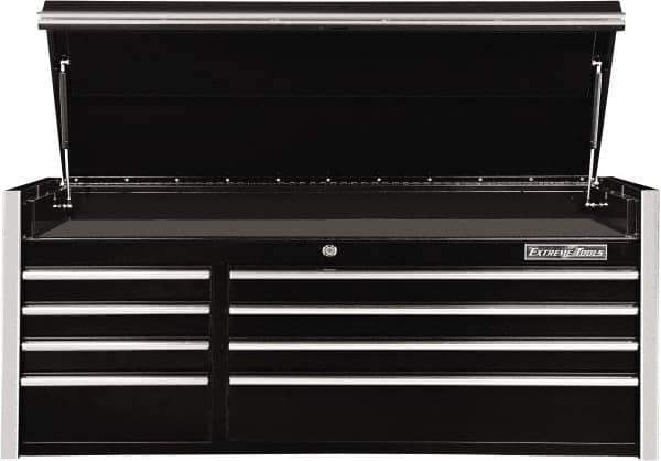 EXTREME TOOLS - 10 Drawer Top Tool Chest - 54-5/8" Wide x 25" Deep x 22-1/4" High, Steel, Black - Industrial Tool & Supply