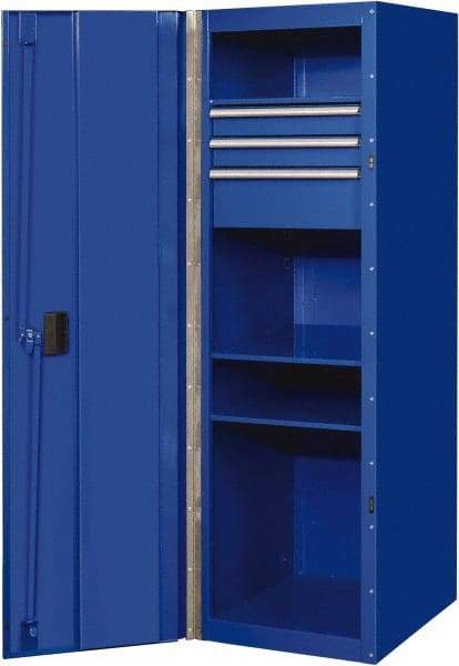 EXTREME TOOLS - 3 Drawer Side Tool Locker - 19" Wide x 61" Deep x 25" High, Steel/Aluminum, Blue - Industrial Tool & Supply
