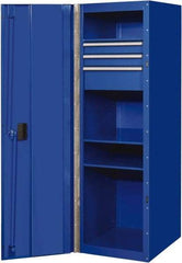 EXTREME TOOLS - 3 Drawer Side Tool Locker - 19" Wide x 61" Deep x 25" High, Steel/Aluminum, Blue - Industrial Tool & Supply