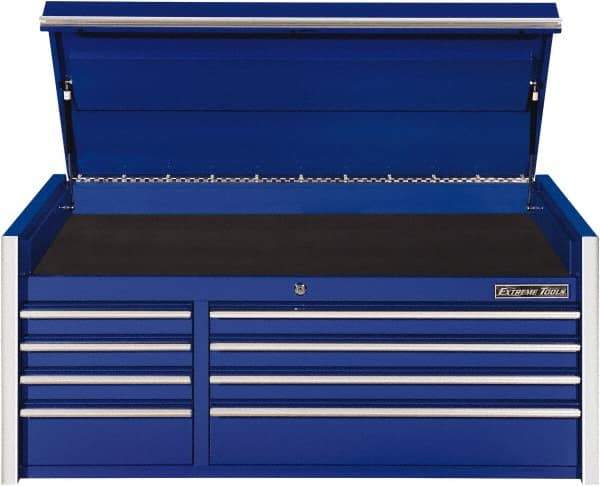 EXTREME TOOLS - 8 Drawer Top Tool Chest - 54-5/8" Wide x 25" Deep x 22-1/4" High, Steel, Blue - Industrial Tool & Supply