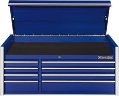 EXTREME TOOLS - 8 Drawer Top Tool Chest - 54-5/8" Wide x 25" Deep x 22-1/4" High, Steel, Blue - Industrial Tool & Supply