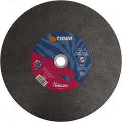 Weiler - 14" 36 Grit Aluminum Oxide Cutoff Wheel - 3/32" Thick, 1" Arbor, 4,400 Max RPM, Use with Chop Saws - Industrial Tool & Supply