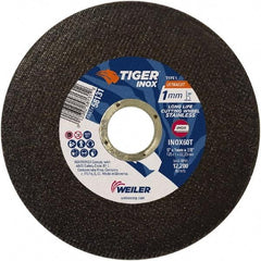 Weiler - 5" 60 Grit Aluminum Oxide Cutoff Wheel - 0.0393" Thick, 7/8" Arbor, 12,200 Max RPM, Use with Angle Grinders - Industrial Tool & Supply