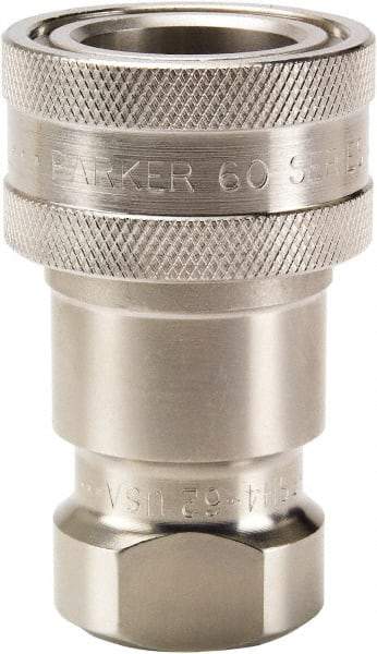 Parker - 9/16-18 SAE ORB 316 Stainless Steel Hydraulic Hose Female Straight Thread Coupler - 2,000 psi, 3 GPM, Series 60 - Industrial Tool & Supply