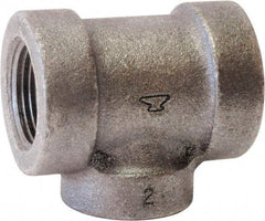 Made in USA - Size 2 x 1-1/4 x 2", Class 125, Cast Iron Black Pipe Reducing Tee - 175 psi, FPT End Connection - Industrial Tool & Supply