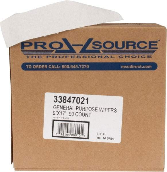 PRO-SOURCE - Dry General Purpose Wipes - Pop-Up, 17" x 9" Sheet Size, White - Industrial Tool & Supply