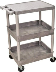 Luxor - 300 Lb Capacity, 24" Wide x 18" Long x 36" High Shelf Cart - 3 Shelf, Plastic - Industrial Tool & Supply