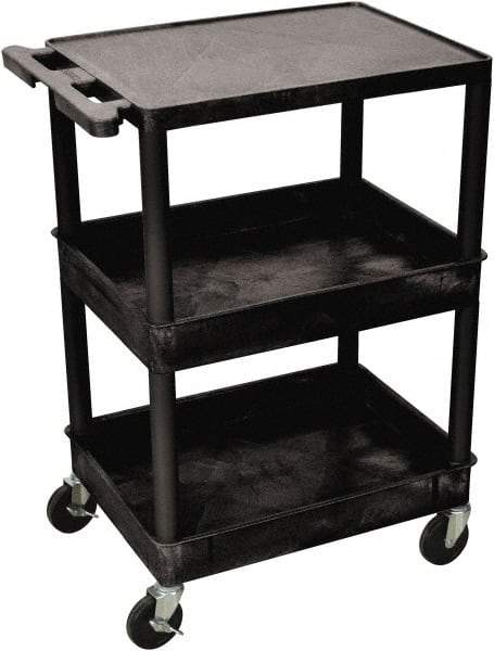 Luxor - 300 Lb Capacity, 24" Wide x 18" Long x 36" High Shelf Cart - 3 Shelf, Plastic - Industrial Tool & Supply