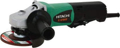 Hitachi - 4-1/2" Wheel Diam, 10,000 RPM, Corded Angle & Disc Grinder - 5/8-11 Spindle, 120 Volts, 9.5 Amps - Industrial Tool & Supply