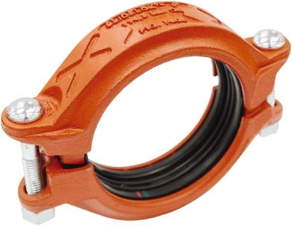 Made in USA - Size 2-1/2", Class 150, Malleable Iron Orange Pipe Coupling - 300 psi, Grooved End Connection - Industrial Tool & Supply