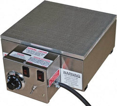 Valad Electric Heating - 18" Long x 18 Wide x 6" High, 220 Volt Hot Plate - 100 to 550°F, 1 Burner, Aluminum Plate, 2500 Watt, 11.4 Amps, 304 Stainless Steel Base - Industrial Tool & Supply