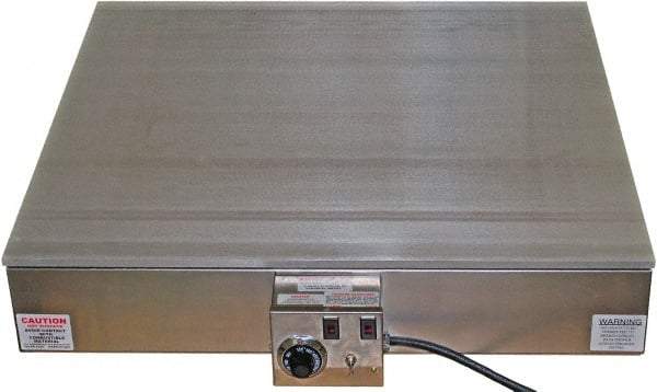 Valad Electric Heating - 36" Long x 36 Wide x 7" High, 220 Volt Hot Plate - 100 to 550°F, 1 Burner, Aluminum Plate, 4000 Watt, 18.2 Amps, 304 Stainless Steel Base - Industrial Tool & Supply