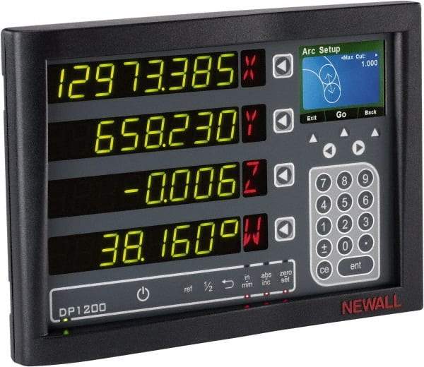 Newall - 3 Axes, Milling, Turning, Grinding & Lathe Compatible DRO Counter - LED Display, Programmable Memory - Industrial Tool & Supply