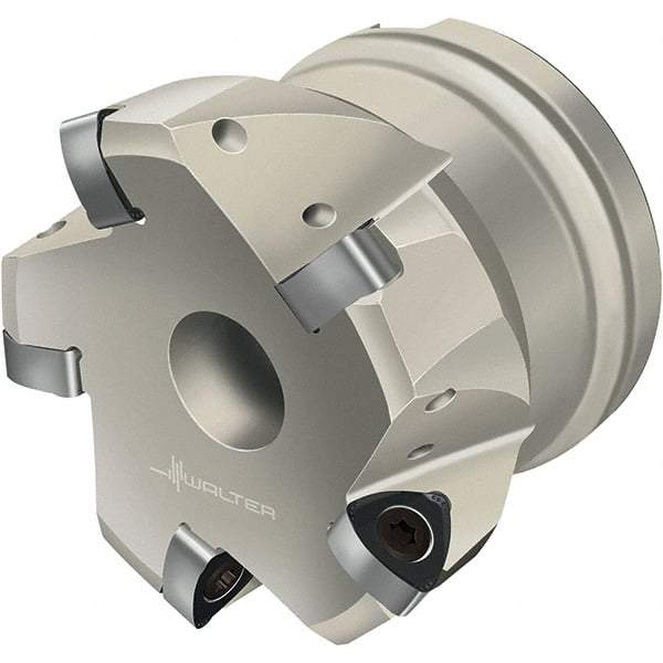 Walter - 50.8mm Cut Diam, 19.05mm Arbor Hole, 1mm Max Depth of Cut, Indexable Chamfer & Angle Face Mill - 5 Inserts, P23696 Insert, Right Hand Cut, 5 Flutes, Through Coolant, Series Xtra-tec - Industrial Tool & Supply