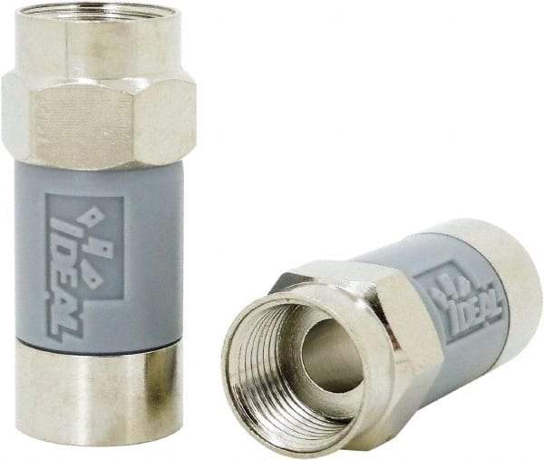 Ideal - Straight, F Type Compression Coaxial Connector - Compatible with RG6, Gray Housing - Industrial Tool & Supply