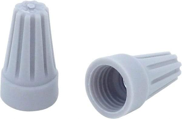 Ideal - 3, 22 to 2, 16 AWG, 300 Volt, Flame Retardant, Standard Twist on Wire Connector - Gray, 221°F - Industrial Tool & Supply