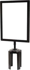 Tensator - 11" High x 7" Long x 7/8" Wide Barrier Sign Frame - Steel, Black Powdercoat Finish, Black, Use with Tensabarrier - Industrial Tool & Supply