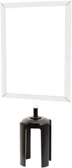 Tensator - 11" High x 7" Long x 7/8" Wide Barrier Sign Frame - Steel, Polished Chrome Finish, Chrome, Use with Tensabarrier - Industrial Tool & Supply