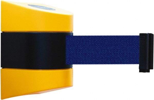 Tensator - 5" High x 3" Long x 3" Wide Barricade Tape Dispenser - Steel, Black Powdercoat Finish, Black/Yellow, Use with Tensabarrier - Industrial Tool & Supply
