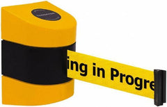 Tensator - 5" High x 3" Long x 3" Wide Barricade Tape Dispenser - Steel, Black Powdercoat Finish, Black/Yellow, Use with Tensabarrier - Industrial Tool & Supply