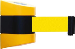 Tensator - 5" High x 3" Long x 3" Wide Barricade Tape Dispenser - Steel, Black Powdercoat Finish, Black/Yellow, Use with Tensabarrier - Industrial Tool & Supply