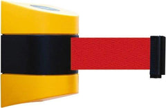 Tensator - 5" High x 3" Long x 3" Wide Barricade Tape Dispenser - Steel, Black Powdercoat Finish, Black/Yellow, Use with Tensabarrier - Industrial Tool & Supply