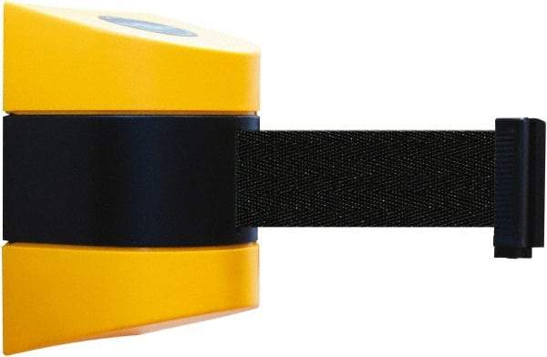 Tensator - 5" High x 3" Long x 3" Wide Barricade Tape Dispenser - Steel, Black Powdercoat Finish, Black/Yellow, Use with Tensabarrier - Industrial Tool & Supply