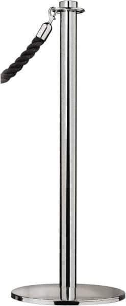 Tensator - 34" High, 2" Pole Diam, Barrier Post Base - 14" Base Diam, Round Stainless Steel Base, Satin Chrome (Color) Steel Post, For Outdoor Use - Industrial Tool & Supply