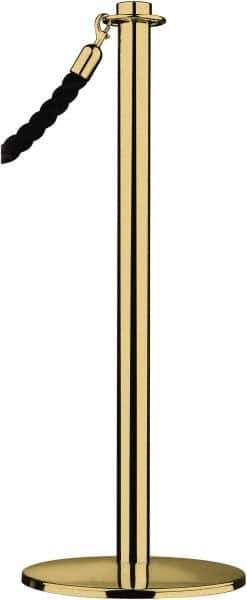 Tensator - 34" High, 2" Pole Diam, Barrier Post Base - 14" Base Diam, Round Stainless Steel Base, Polished Brass (Color) Steel Post, For Outdoor Use - Industrial Tool & Supply