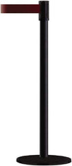 Tensator - 38" High, 2" Pole Diam, Barricade Tape Dispenser - 14" Base Diam, Round Plastic Base, Black Steel Post, 7-1/2' x 1-7/8" Tape, Single Line Tape, For Outdoor Use - Industrial Tool & Supply