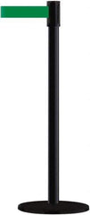 Tensator - 38" High, 2" Pole Diam, Barricade Tape Dispenser - 14" Base Diam, Round Plastic Base, Black Steel Post, 13' x 1-7/8" Tape, Single Line Tape, For Outdoor Use - Industrial Tool & Supply
