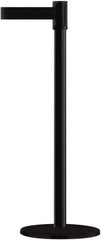 Tensator - 38" High, 2" Pole Diam, Barricade Tape Dispenser - 14" Base Diam, Round Plastic Base, Black Steel Post, 13' x 1-7/8" Tape, Single Line Tape, For Outdoor Use - Industrial Tool & Supply