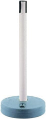 Tensator - 38" High, 2-1/2" Pole Diam, Barricade Tape Dispenser - 14" Base Diam, Round Plastic Base, Yellow Polymer Post, 7-1/2' x 1-7/8" Tape, Single Line Tape, For Outdoor Use - Industrial Tool & Supply