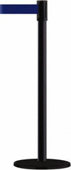 Tensator - 38" High, 2" Pole Diam, Barricade Tape Dispenser - 14" Base Diam, Round Plastic Base, Black Steel Post, 13' x 1-7/8" Tape, Single Line Tape, For Outdoor Use - Industrial Tool & Supply