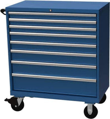 LISTA - 8 Drawer 440 Lb Capacity Steel Tool Roller Cabinet - 40-1/4" Wide x 47-3/8" High x 22-1/2" Deep, Roller Bearing Drawer Slides, Blue - Industrial Tool & Supply