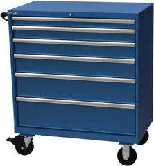 LISTA - 6 Drawer 440 Lb Capacity Steel Tool Roller Cabinet - 40-1/4" Wide x 47-3/8" High x 22-1/2" Deep, Roller Bearing Drawer Slides, Blue - Industrial Tool & Supply