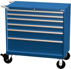 LISTA - 6 Drawer 440 Lb Capacity Steel Tool Roller Cabinet - 40-1/4" Wide x 41-1/2" High x 22-1/2" Deep, Roller Bearing Drawer Slides, Blue - Industrial Tool & Supply