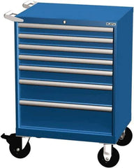 LISTA - 7 Drawer 165 Lb Capacity Steel Tool Roller Cabinet - 28-1/4" Wide x 41-1/2" High x 22-1/2" Deep, Roller Bearing Drawer Slides, Blue - Industrial Tool & Supply
