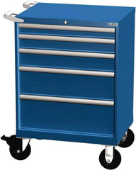 LISTA - 5 Drawer 165 Lb Capacity Steel Tool Roller Cabinet - 28-1/4" Wide x 41-1/2" High x 22-1/2" Deep, Roller Bearing Drawer Slides, Blue - Industrial Tool & Supply