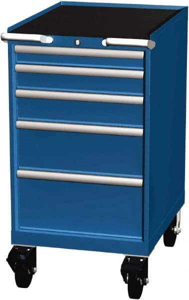 LISTA - 5 Drawer 165 Lb Capacity Steel Tool Roller Cabinet - 22-3/16" Wide x 41-1/2" High x 28-1/2" Deep, Roller Bearing Drawer Slides, Blue - Industrial Tool & Supply