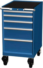 LISTA - 5 Drawer 165 Lb Capacity Steel Tool Roller Cabinet - 22-3/16" Wide x 41-1/2" High x 28-1/2" Deep, Roller Bearing Drawer Slides, Blue - Industrial Tool & Supply