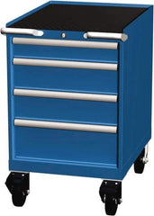 LISTA - 4 Drawer 165 Lb Capacity Steel Tool Roller Cabinet - 22-3/16" Wide x 35-1/2" High x 28-1/2" Deep, Roller Bearing Drawer Slides, Blue - Industrial Tool & Supply