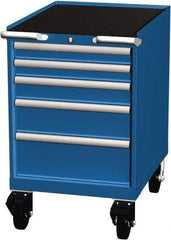 LISTA - 5 Drawer 165 Lb Capacity Steel Tool Roller Cabinet - 22-3/16" Wide x 35-1/2" High x 28-1/2" Deep, Roller Bearing Drawer Slides, Blue - Industrial Tool & Supply