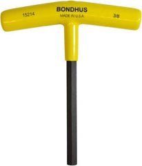 Bondhus - 3/8" Hex, T-Handle Cushion Grip, Hex Key - 6" OAL, Protanium High Torque Steel, Inch System of Measurement - Industrial Tool & Supply
