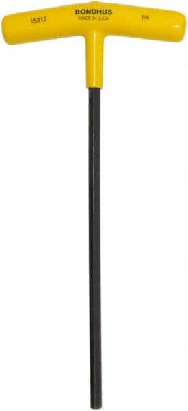 Bondhus - 1/4" Hex, T-Handle Cushion Grip, Hex Key - 9" OAL, Protanium High Torque Steel, Inch System of Measurement - Industrial Tool & Supply