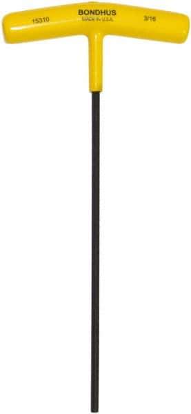 Bondhus - 3/16" Hex, T-Handle Cushion Grip, Hex Key - 9" OAL, Protanium High Torque Steel, Inch System of Measurement - Industrial Tool & Supply