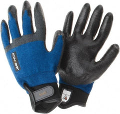 Ansell - Size L, ANSI Cut Lvl A3, Abrasion Lvl 3, Cut Resistant Gloves - Palm Coated, Black/Blue - Industrial Tool & Supply
